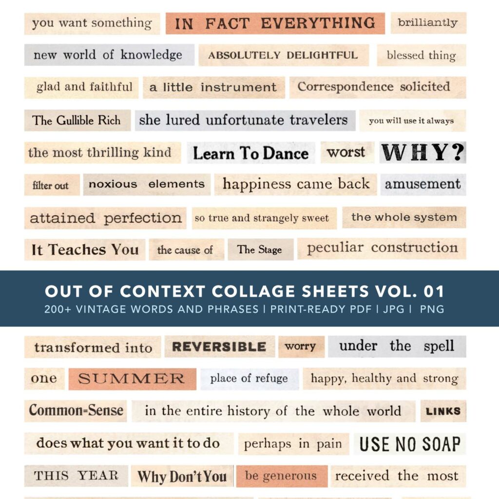 Out Of Context Collage Sheet Word Prompts Preview